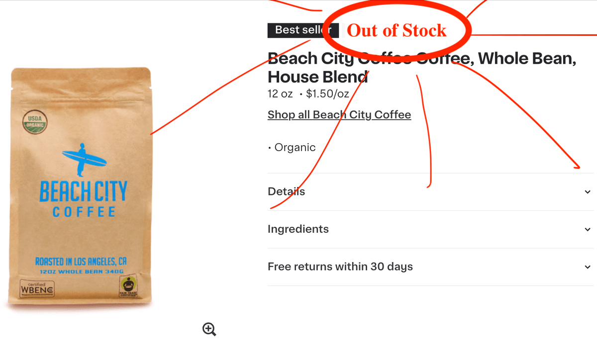 Out-of-stock visual across locations
